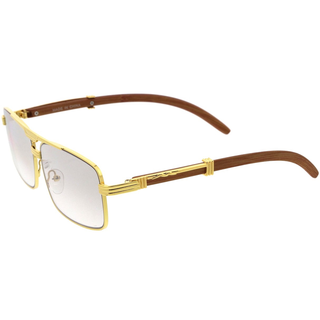 Classy Dapper Neutral Metal Crossbar Square Sunglasses D245 from zeroUV
