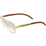 Classy Dapper Neutral Metal Crossbar Square Sunglasses D245 from zeroUV