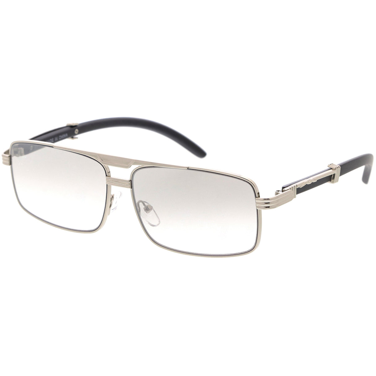 Classy Dapper Neutral Metal Crossbar Square Sunglasses D245 from zeroUV