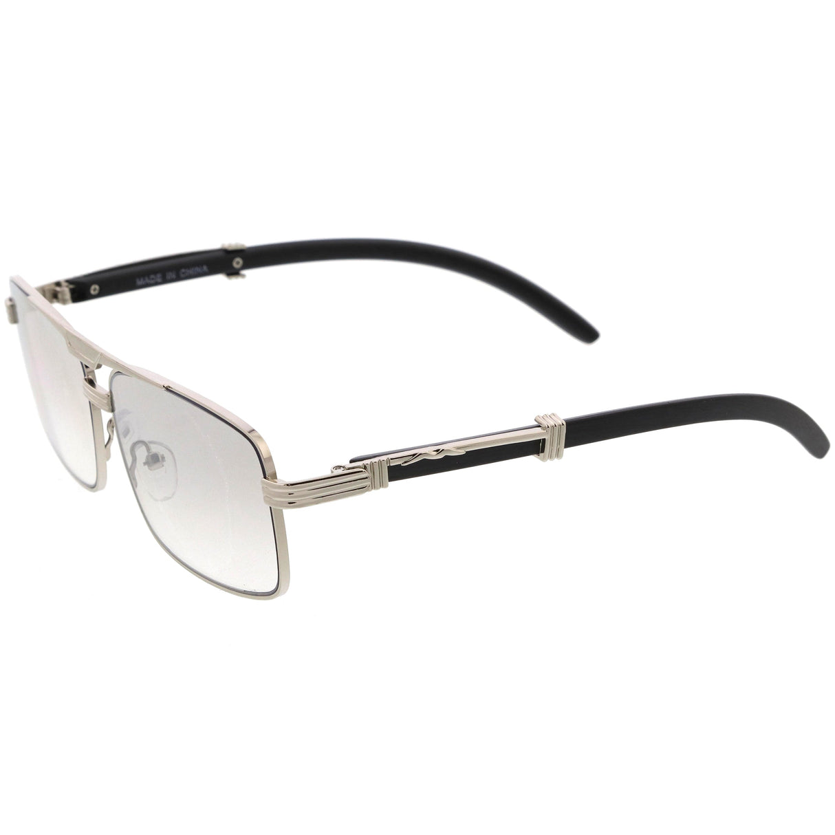 Classy Dapper Neutral Metal Crossbar Square Sunglasses D245 from zeroUV