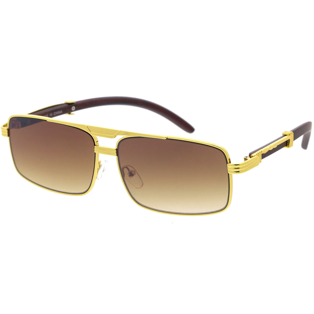 Classy Dapper Neutral Metal Crossbar Square Sunglasses D245 from zeroUV