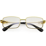 Bold Retro Jaguar Metal Plated Detail Square Sunglasses D247 from zeroUV