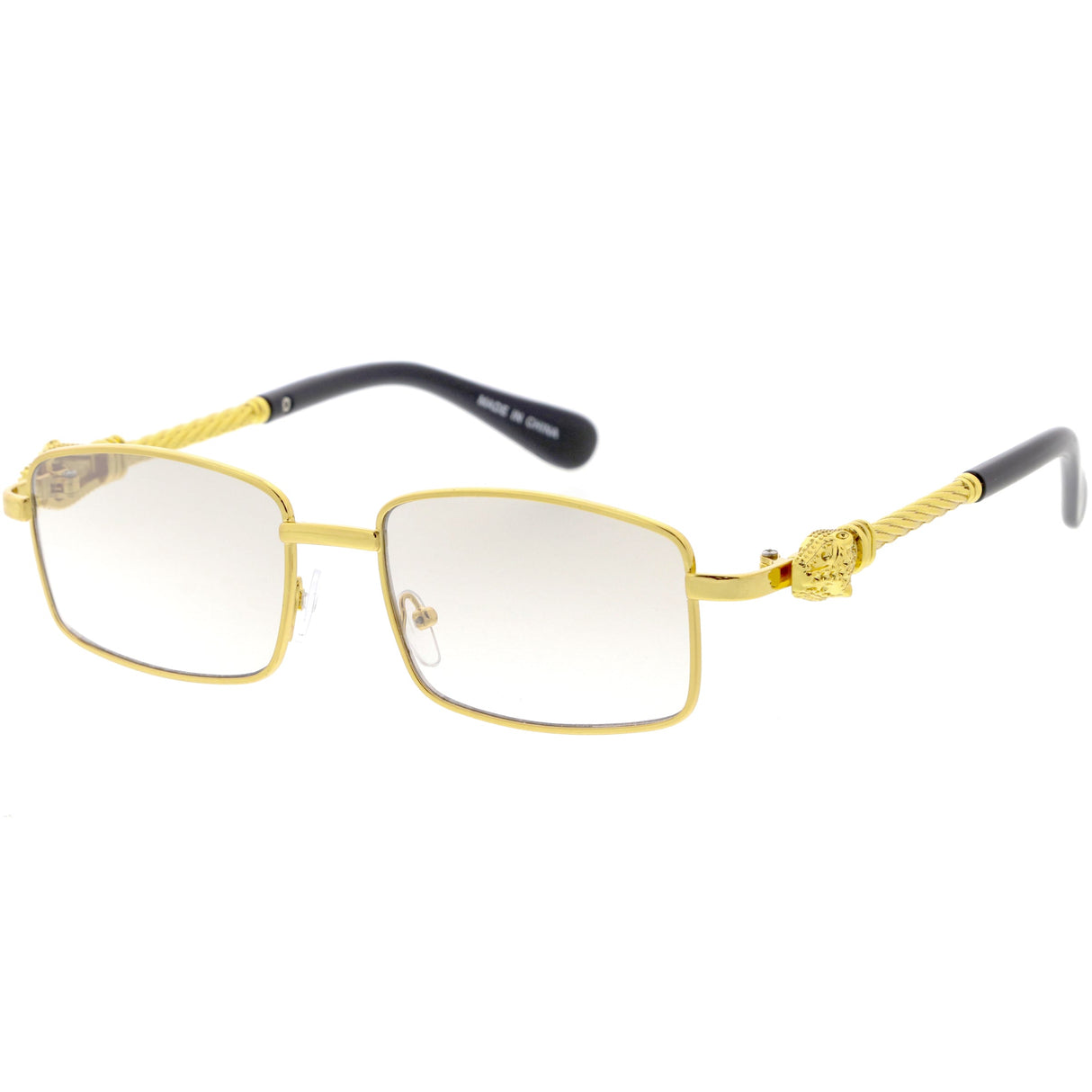 Bold Retro Jaguar Metal Plated Detail Square Sunglasses D247 from zeroUV