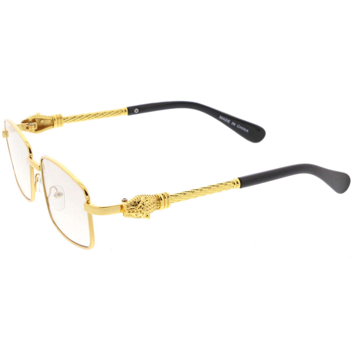Bold Retro Jaguar Metal Plated Detail Square Sunglasses D247 from zeroUV