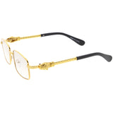 Bold Retro Jaguar Metal Plated Detail Square Sunglasses D247 from zeroUV