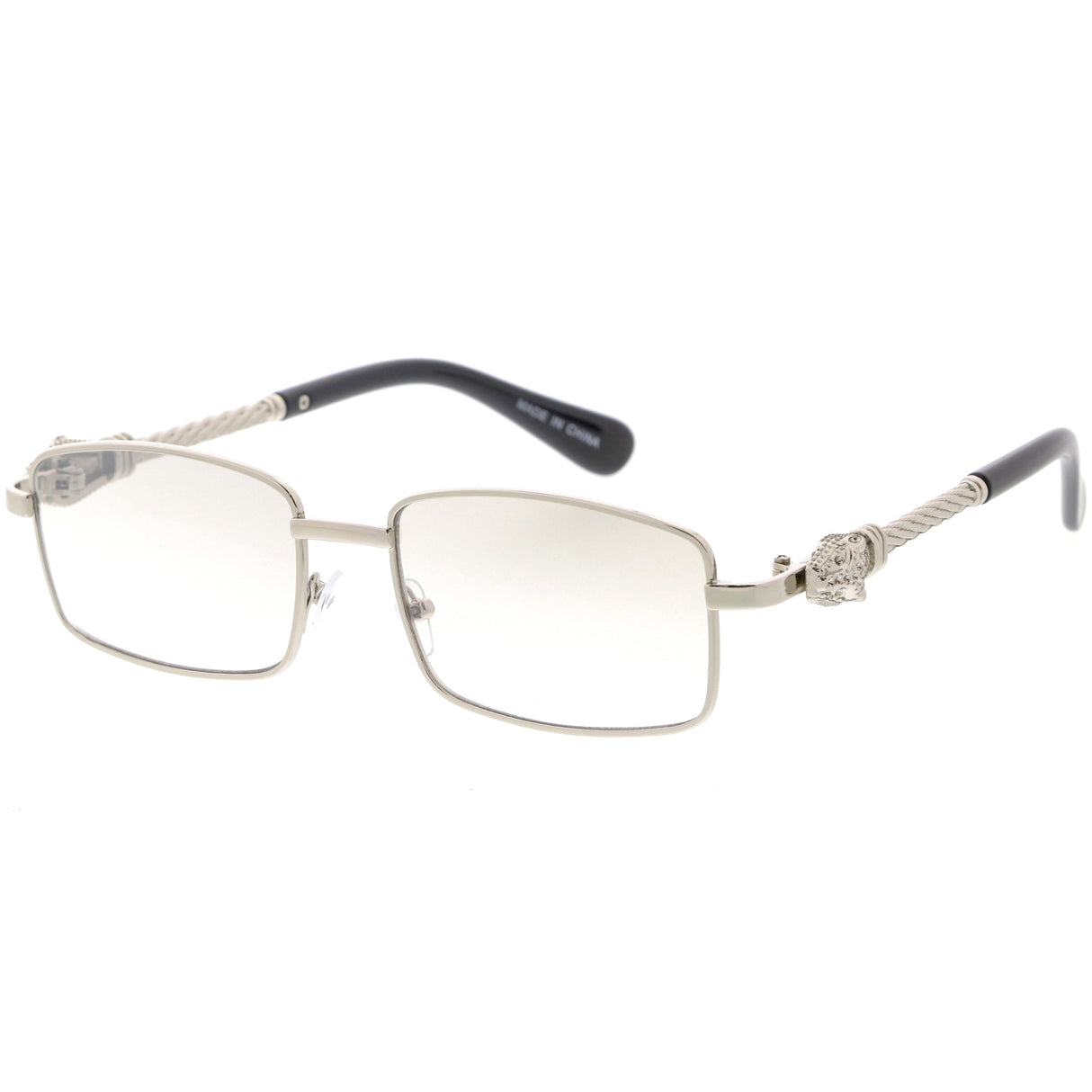 Bold Retro Jaguar Metal Plated Detail Square Sunglasses D247 from zeroUV