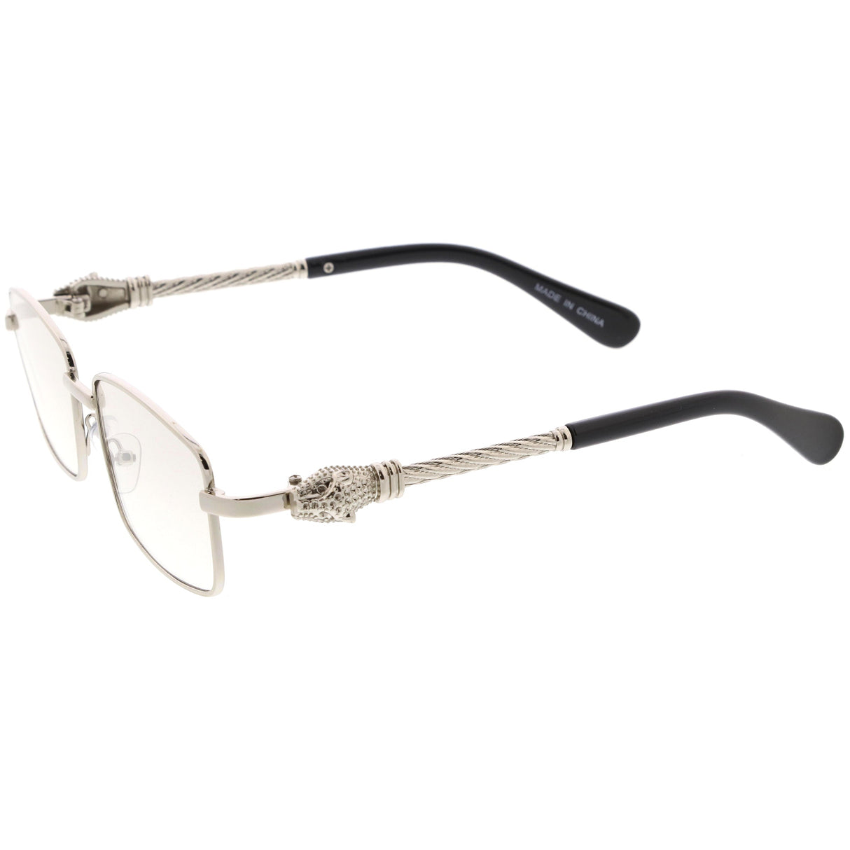 Bold Retro Jaguar Metal Plated Detail Square Sunglasses D247 from zeroUV