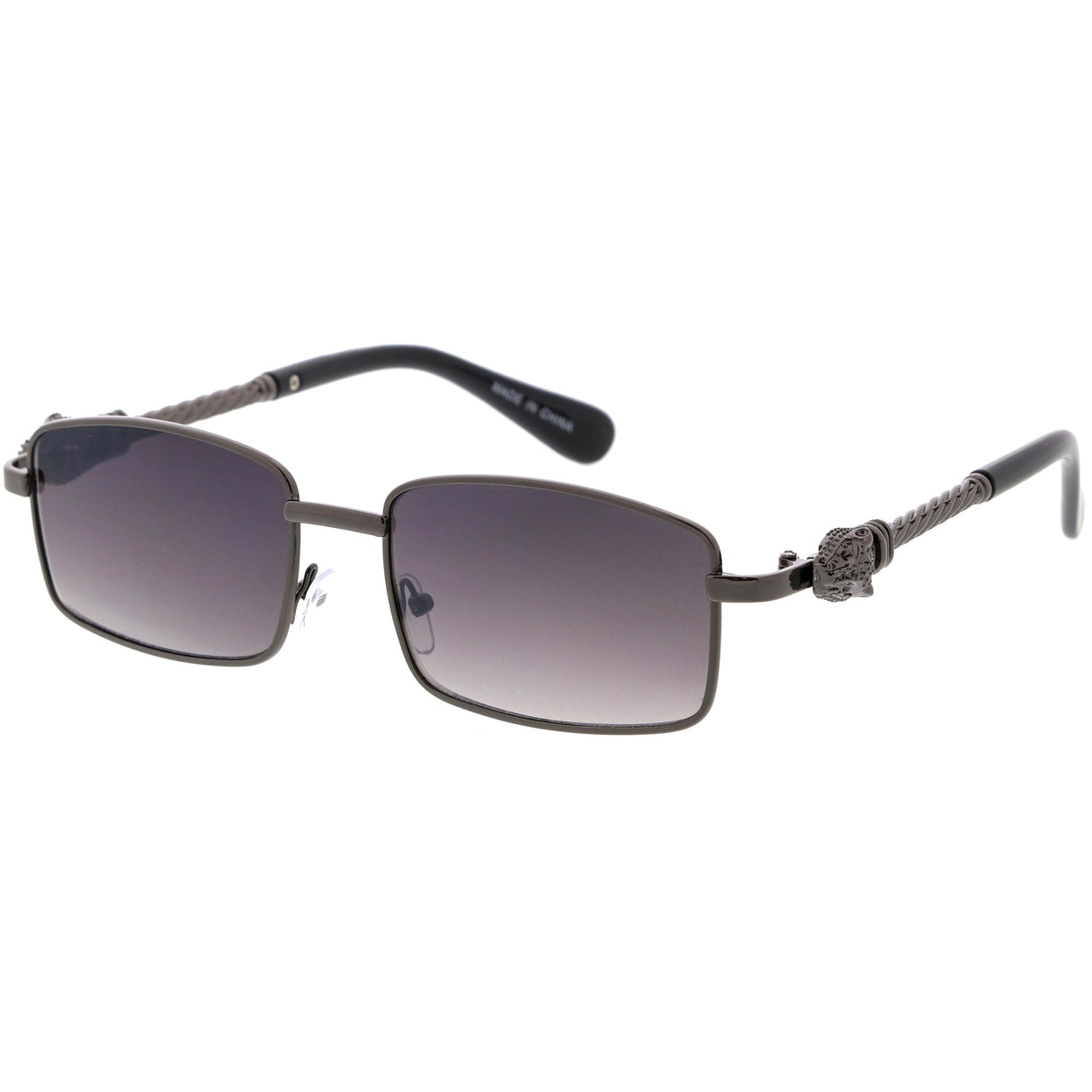 Bold Retro Jaguar Metal Plated Detail Square Sunglasses D247 from zeroUV