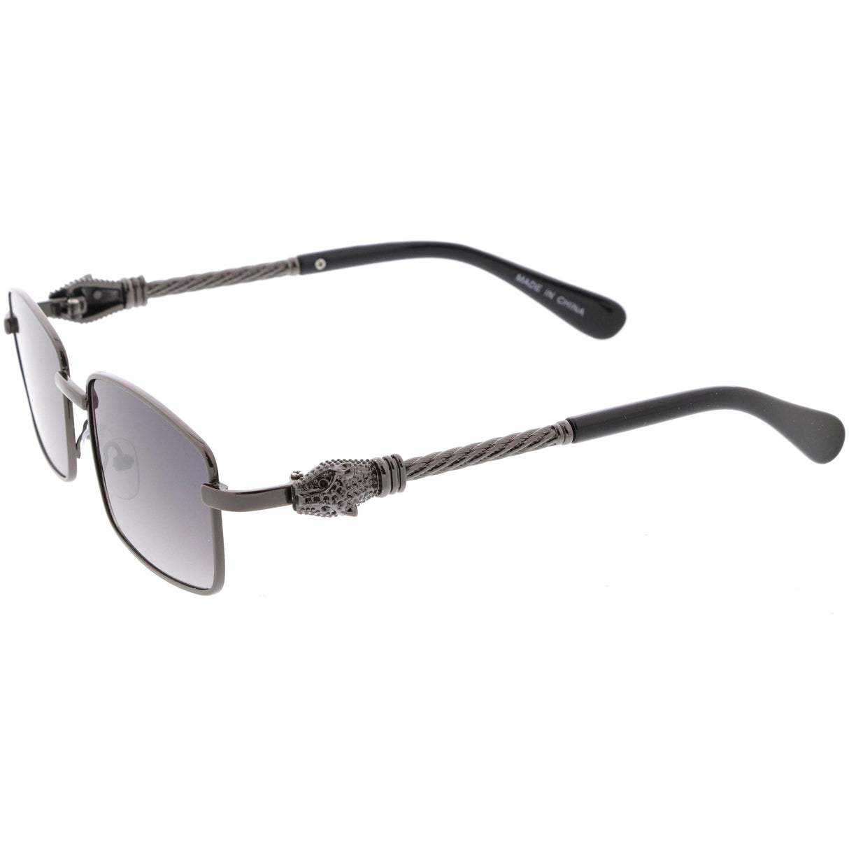 Bold Retro Jaguar Metal Plated Detail Square Sunglasses D247 from zeroUV