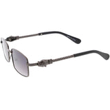 Bold Retro Jaguar Metal Plated Detail Square Sunglasses D247 from zeroUV