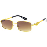 Bold Retro Jaguar Metal Plated Detail Square Sunglasses D247 from zeroUV