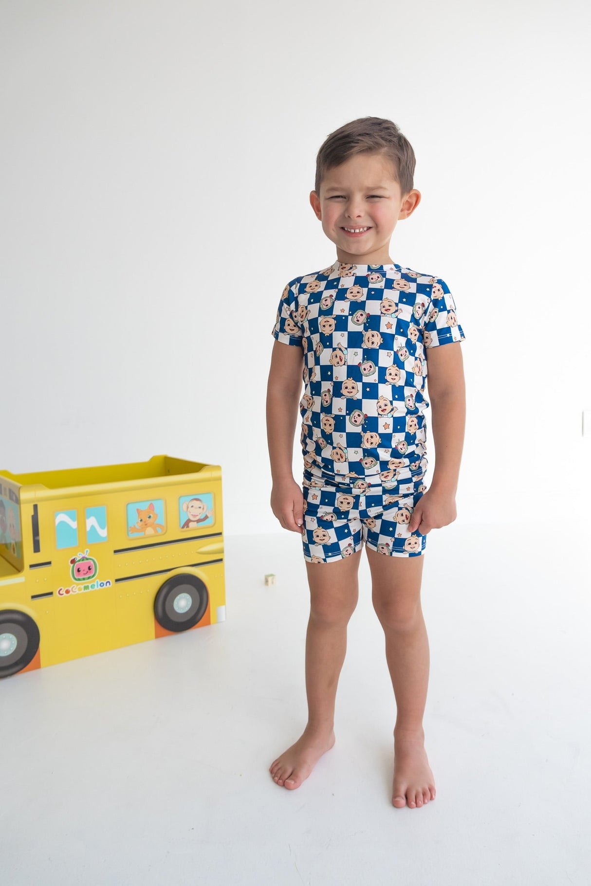 Dream Big Little Co x CoComelon JJ STARRY NIGHT CHECKERS DREAM SHORT SET from DREAM BIG LITTLE CO