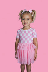 BUBBLEGUM CHECKERS DREAM TUTU DRESS from DREAM BIG LITTLE CO