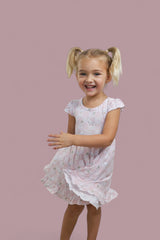 EXCLUSIVE DUCKS AND DAISIES DREAM CAP SLEEVE RUFFLE DRESS from DREAM BIG LITTLE CO