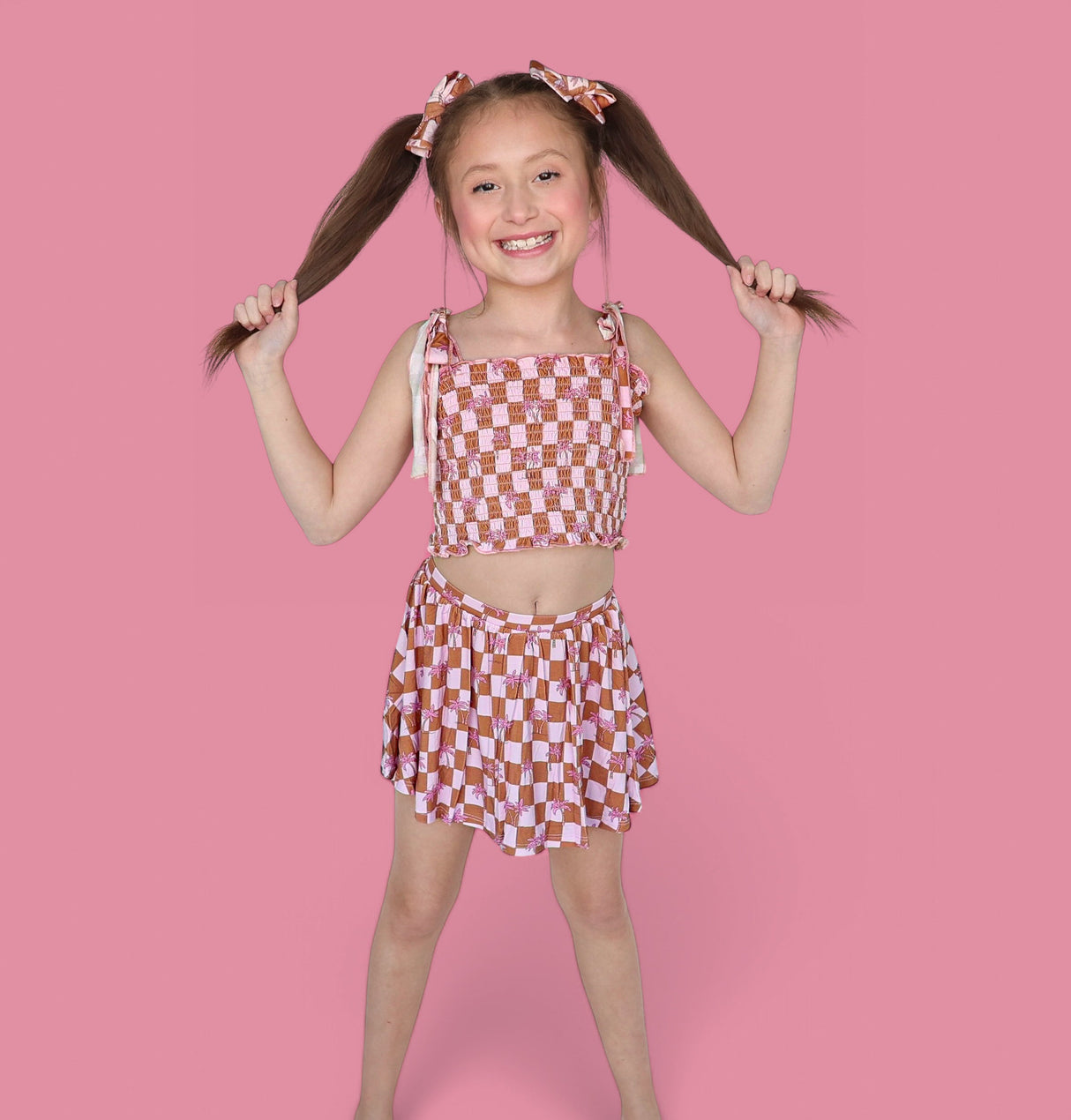 EXCLUSIVE SUNSET BEACH CHECKERS DREAM SMOCKED SKORT SET from DREAM BIG LITTLE CO