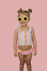 SUMMER SUNSET CHECKERS DREAM SMOCKED TANKINI TWO PIECE SWIM SUIT from DREAM BIG LITTLE CO