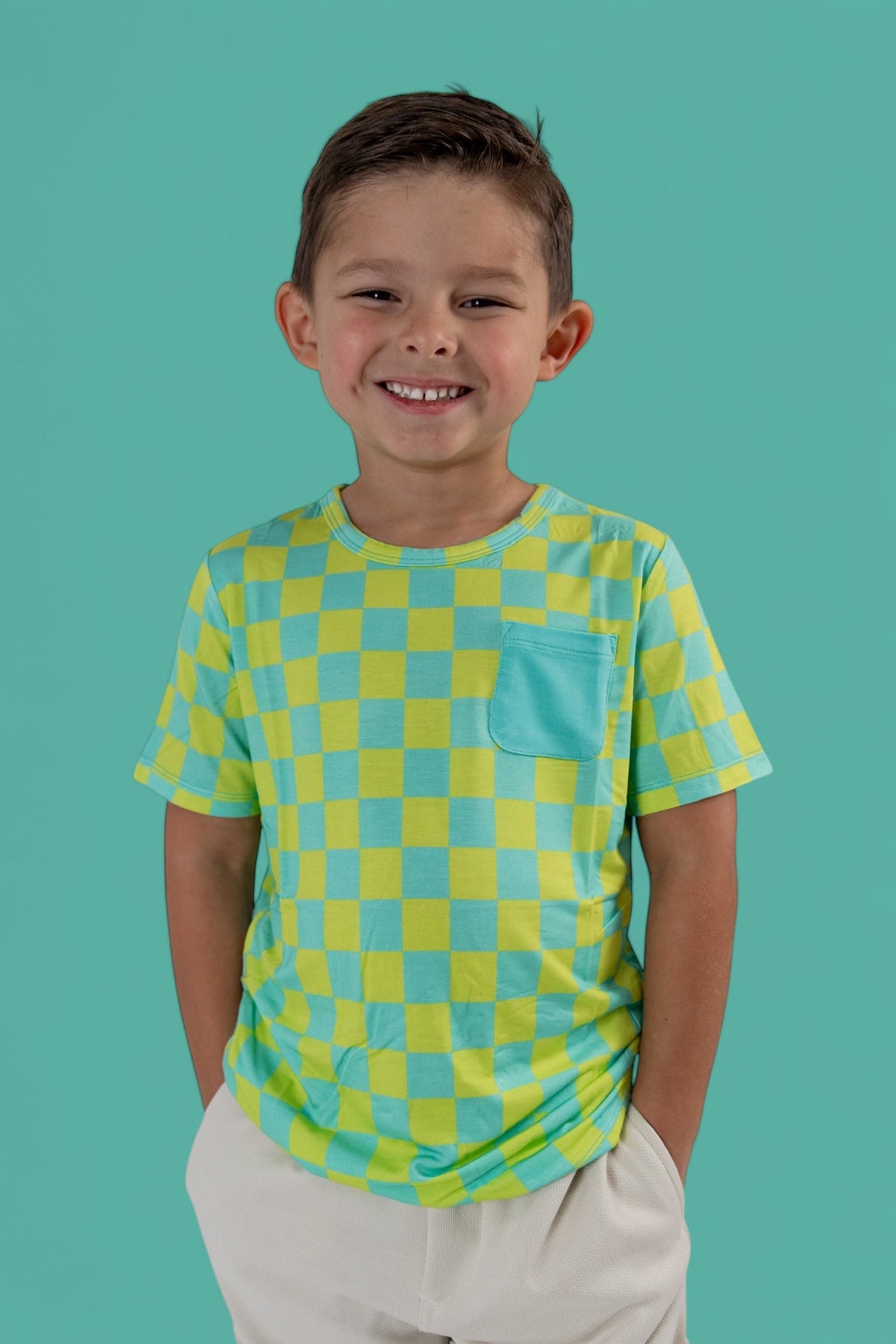 BE BOLD CHECKERS DREAM POCKET TEE from DREAM BIG LITTLE CO
