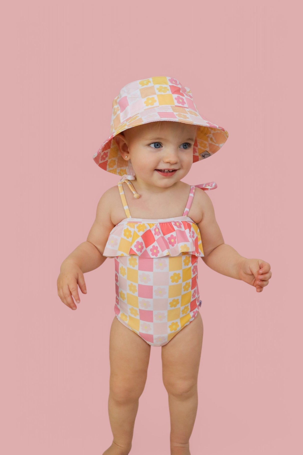 SUMMER SUNSET CHECKERS DREAM ONE PIECE SWIM SUIT from DREAM BIG LITTLE CO