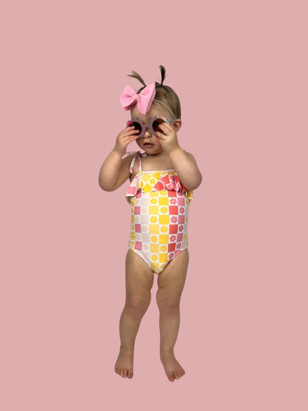 SUMMER SUNSET CHECKERS DREAM ONE PIECE SWIM SUIT from DREAM BIG LITTLE CO