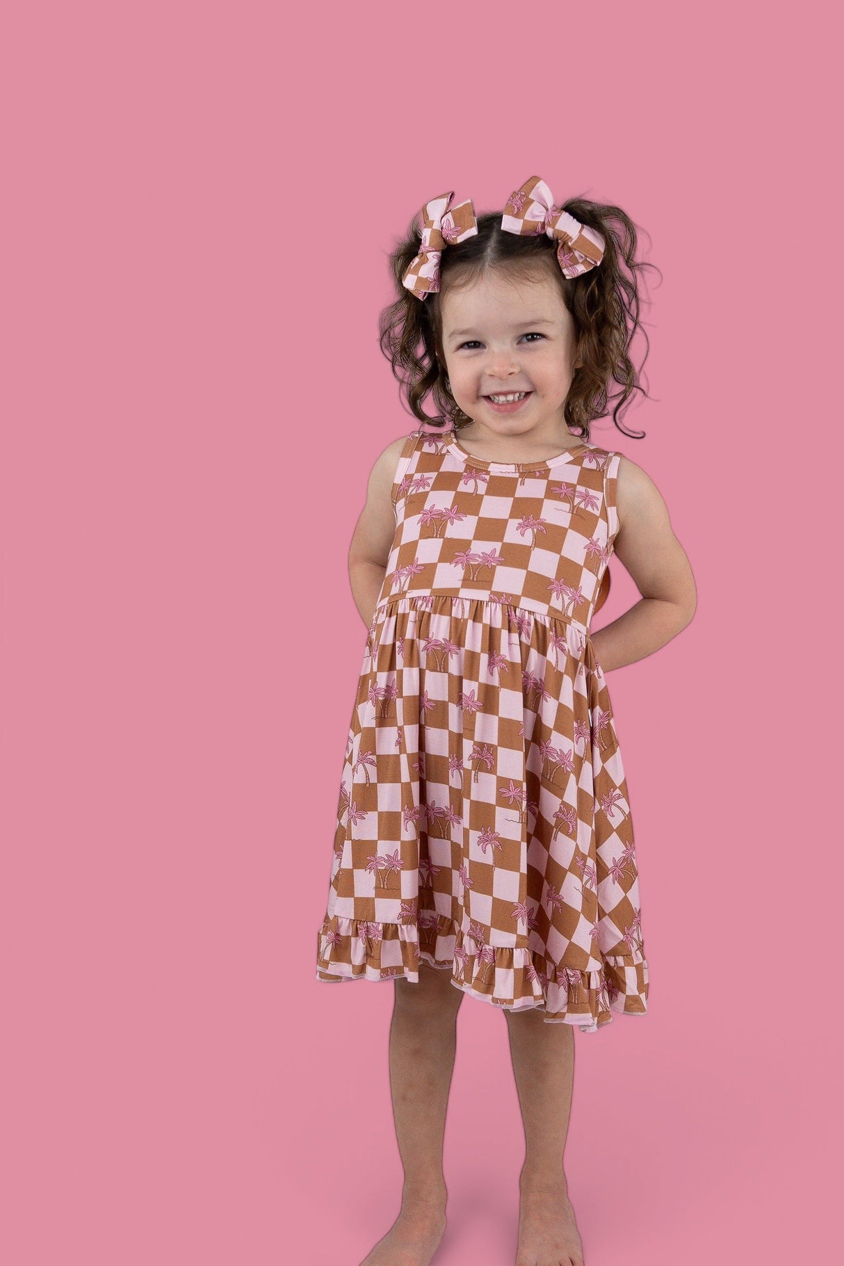 EXCLUSIVE SUNSET BEACH CHECKERS TANK DREAM RUFFLE DRESS from DREAM BIG LITTLE CO