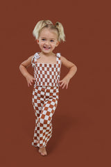 COPPER CHECKERS DREAM SMOCKED FLARE SET from DREAM BIG LITTLE CO