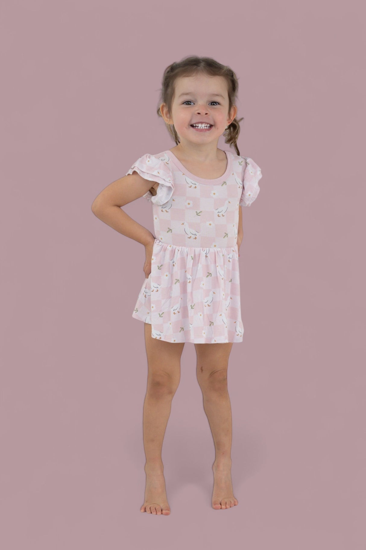 EXCLUSIVE DUCKS AND DAISIES DREAM CAP SLEEVE BODYSUIT DRESS from DREAM BIG LITTLE CO