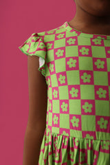 WILD DAISY CHECKERS DREAM RUFFLE DRESS from DREAM BIG LITTLE CO