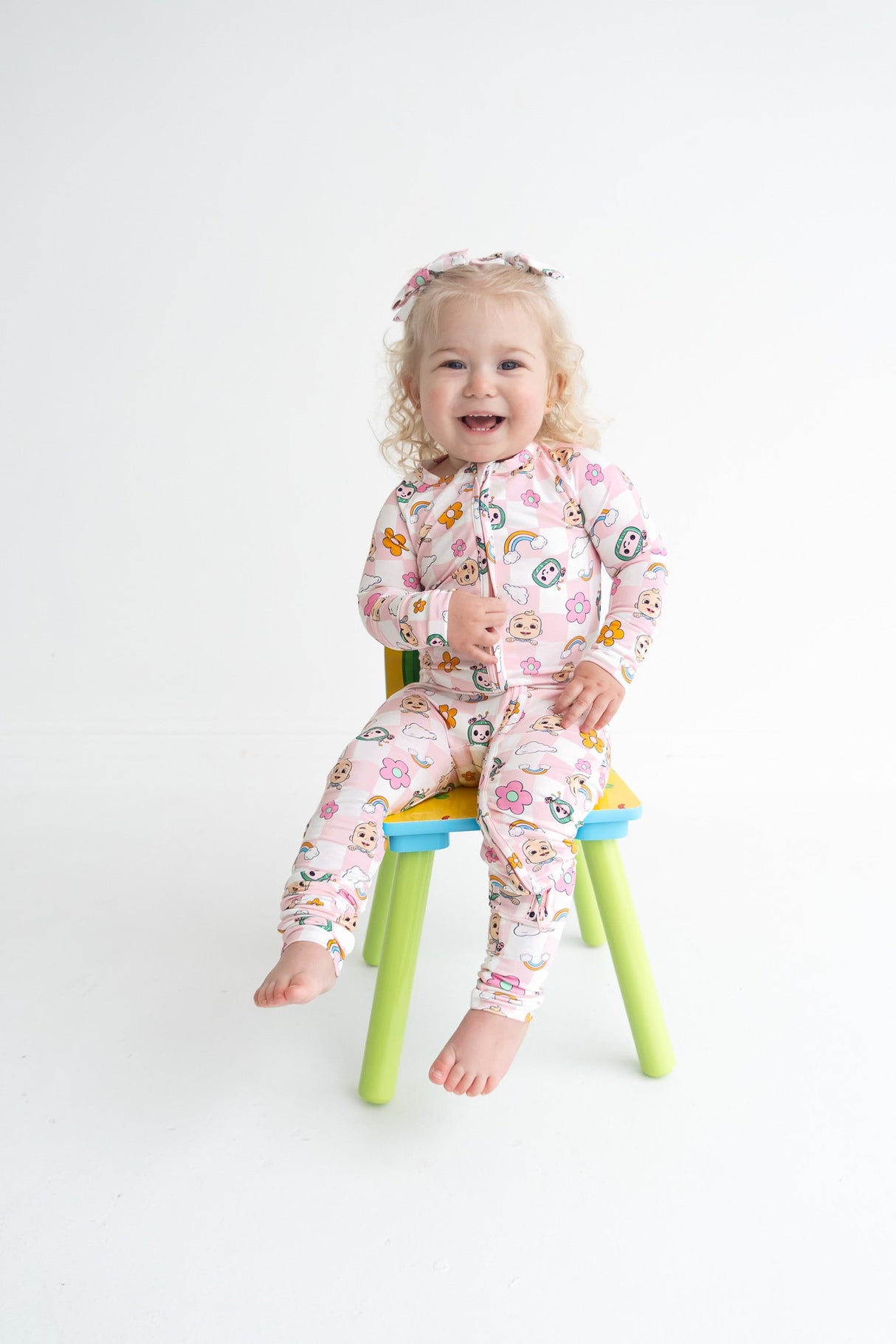 Dream Big Little Co x CoComelon JJ RAINBOW CHECKERS DREAM BOW HAIR CLIPS from DREAM BIG LITTLE CO
