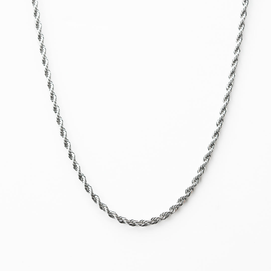Classic Silver Rope Necklace - 3mm From Vintage Gentlemen