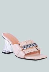 Deeba Diamante Embellishment Clear Spool Heel Sandals from London Rag International