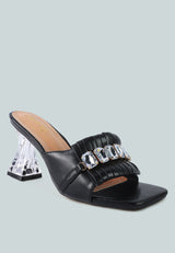 Deeba Diamante Embellishment Clear Spool Heel Sandals from London Rag International