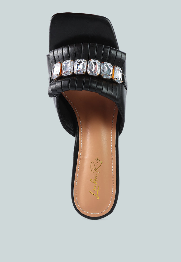 Deeba Diamante Embellishment Clear Spool Heel Sandals from London Rag International
