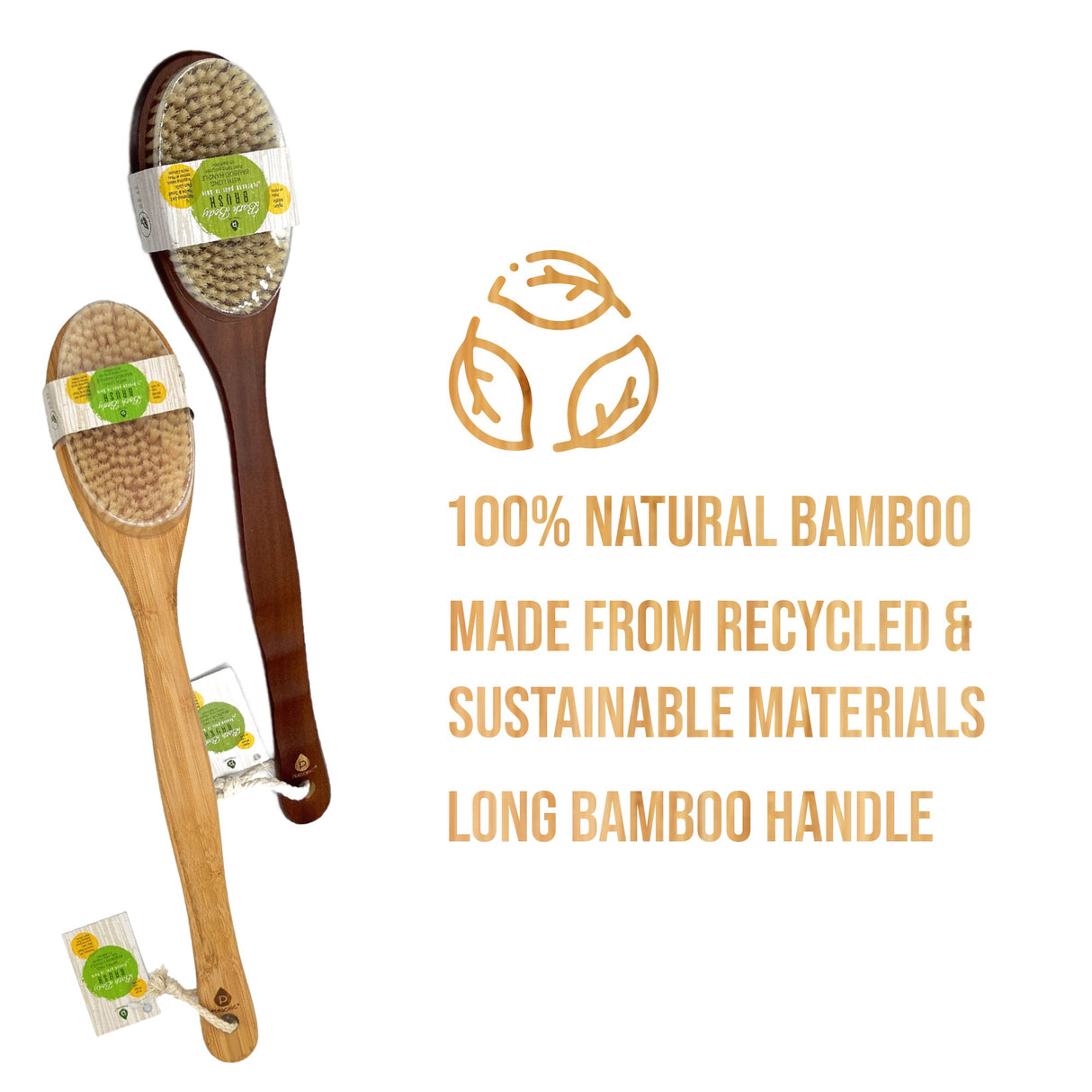 Pursonic Bath Body Brush With Long Bamboo Handle 4-Piece Family Pack (2 Natural Color and 2 Dark Wood) from Pursonic