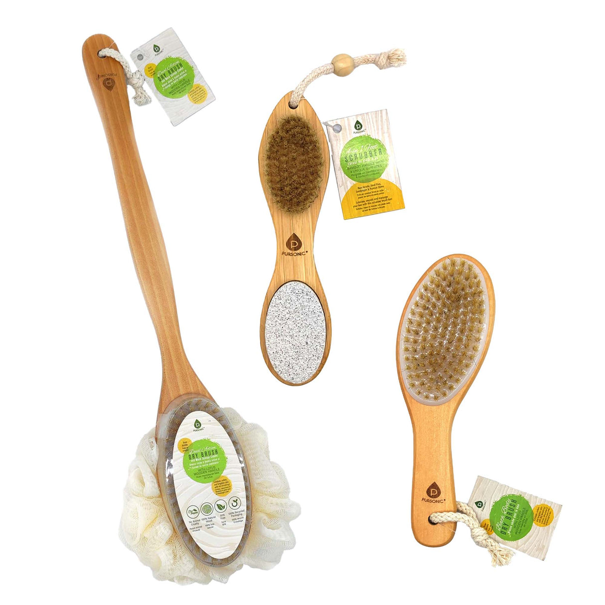 Pursonic Exfoliation Essentials Kit – Dual Brush, Bath Body Brush, & 4-in-1 Foot Scrubber from Pursonic