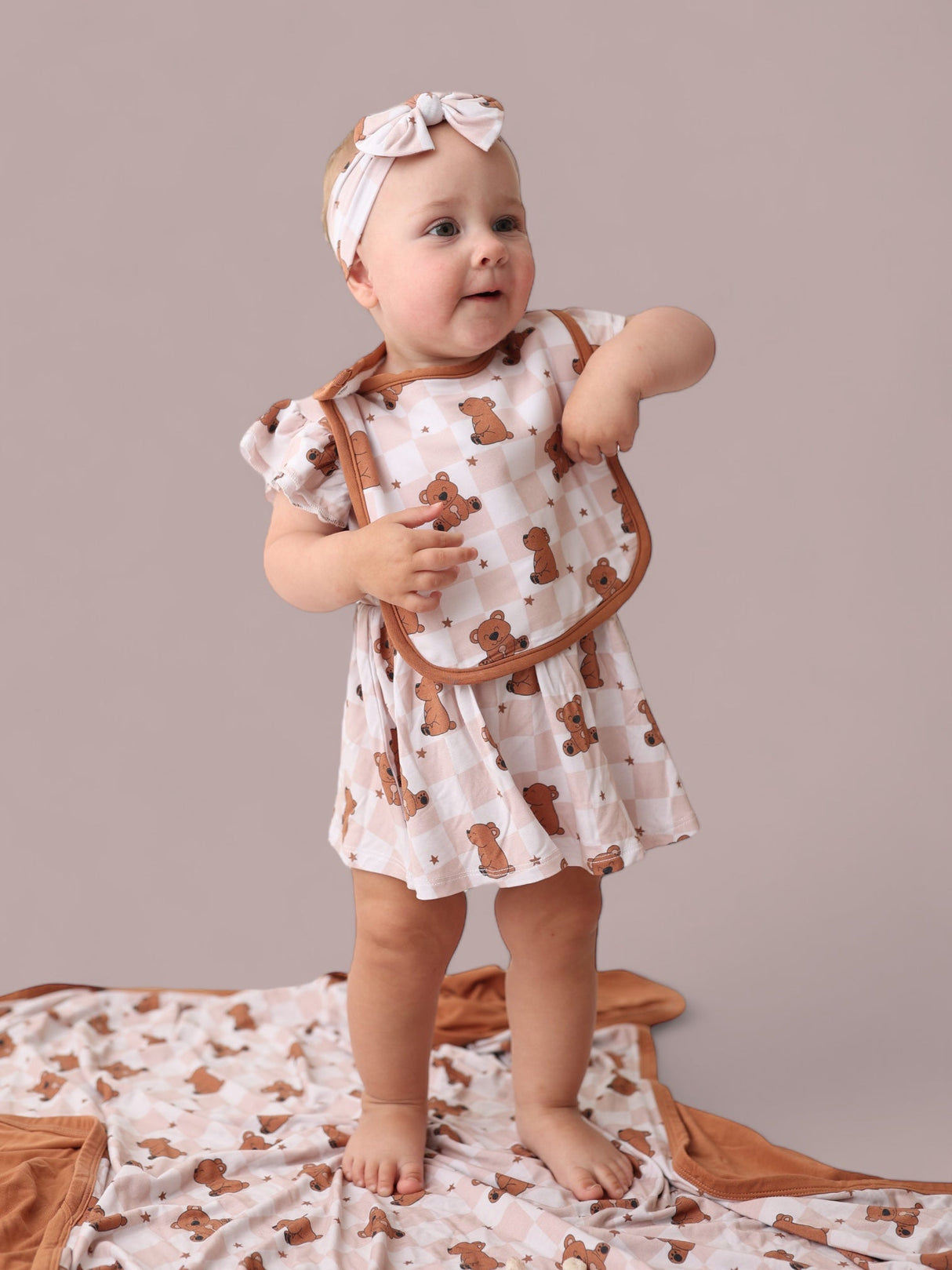 COZY BEAR DREAM CAP SLEEVE BODYSUIT DRESS from DREAM BIG LITTLE CO