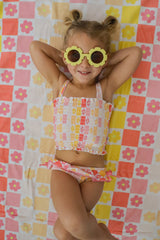 SUMMER SUNSET CHECKERS DREAM SMOCKED TANKINI TWO PIECE SWIM SUIT from DREAM BIG LITTLE CO