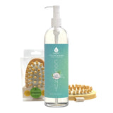 Nourishing Beauty Bundle: Fractionated Coconut Oil (16 Oz) & Boar Bristle Bath Brush from Pursonic