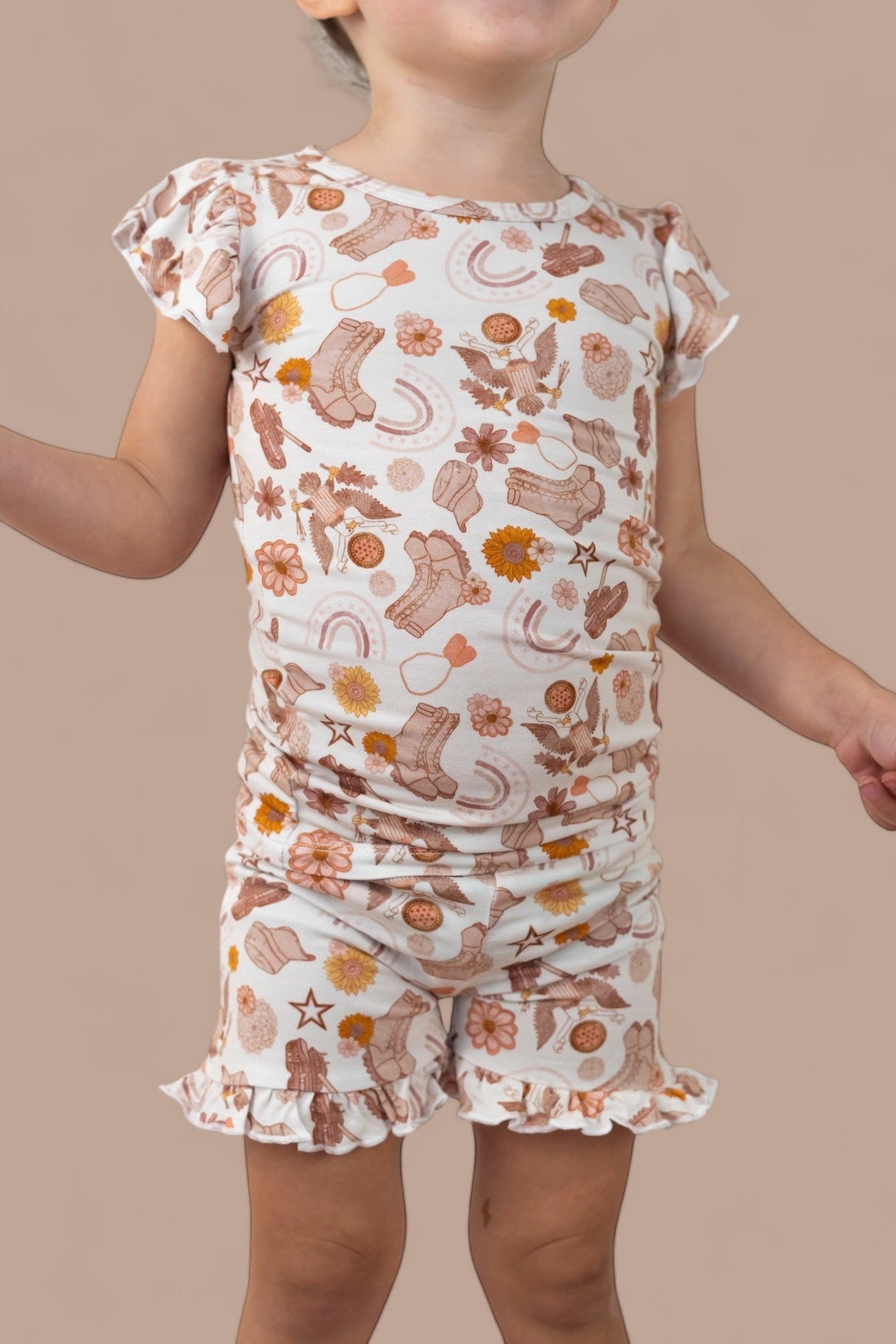 FLOWERS AND BOOTS DREAM RUFFLE SHORT SET from DREAM BIG LITTLE CO