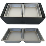 REVO HALF Size Pan Set |  Stainless Steel 2.5" deep | Two 1/2 Size food pans From REVO COOLERS, LLC