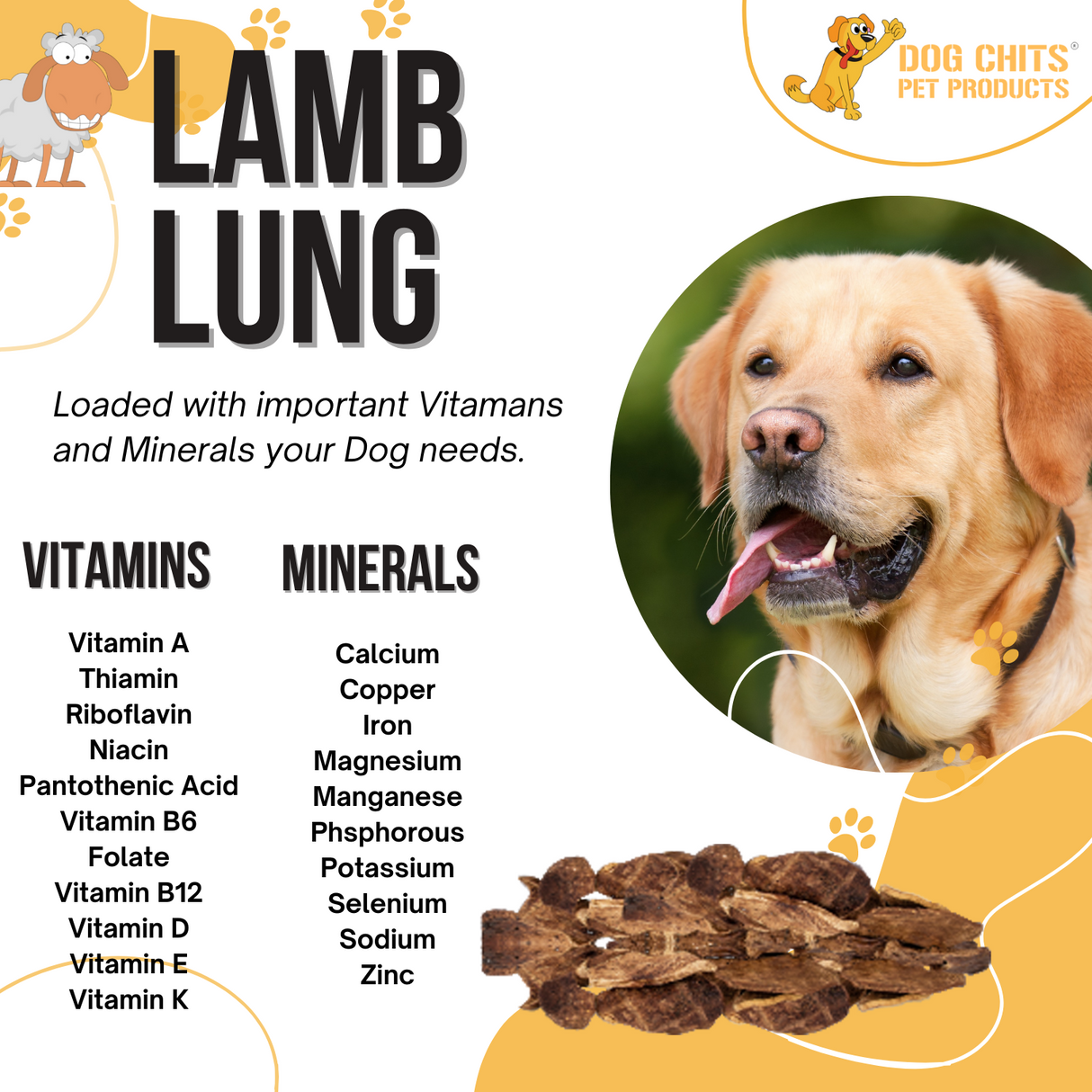 Lamb Lung Fillet Treats for Dogs - 10 oz from Dog Chits Pet Products