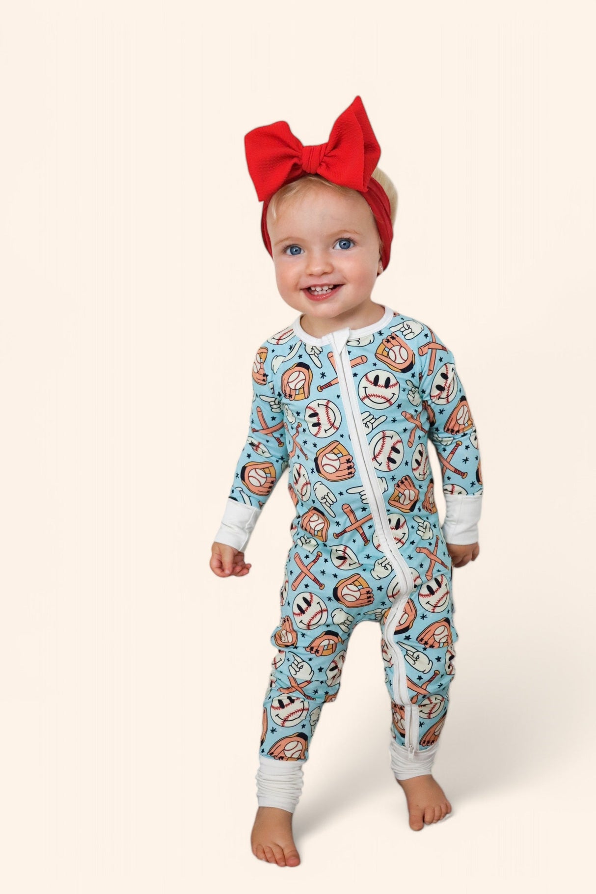 BASEBALL SMILEY DREAM ROMPER from DREAM BIG LITTLE CO