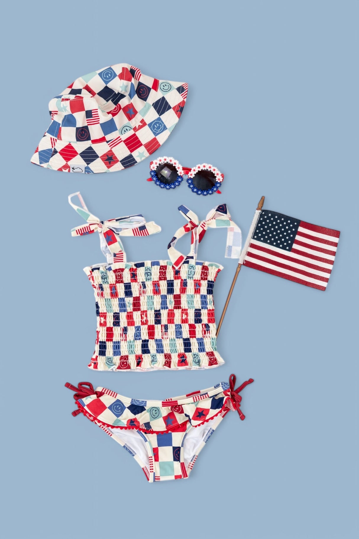 HOME OF THE FREE CHECKERS DREAM TANKINI TWO PIECE SWIM SUIT from DREAM BIG LITTLE CO