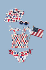 HOME OF THE FREE CHECKERS DREAM TANKINI TWO PIECE SWIM SUIT from DREAM BIG LITTLE CO