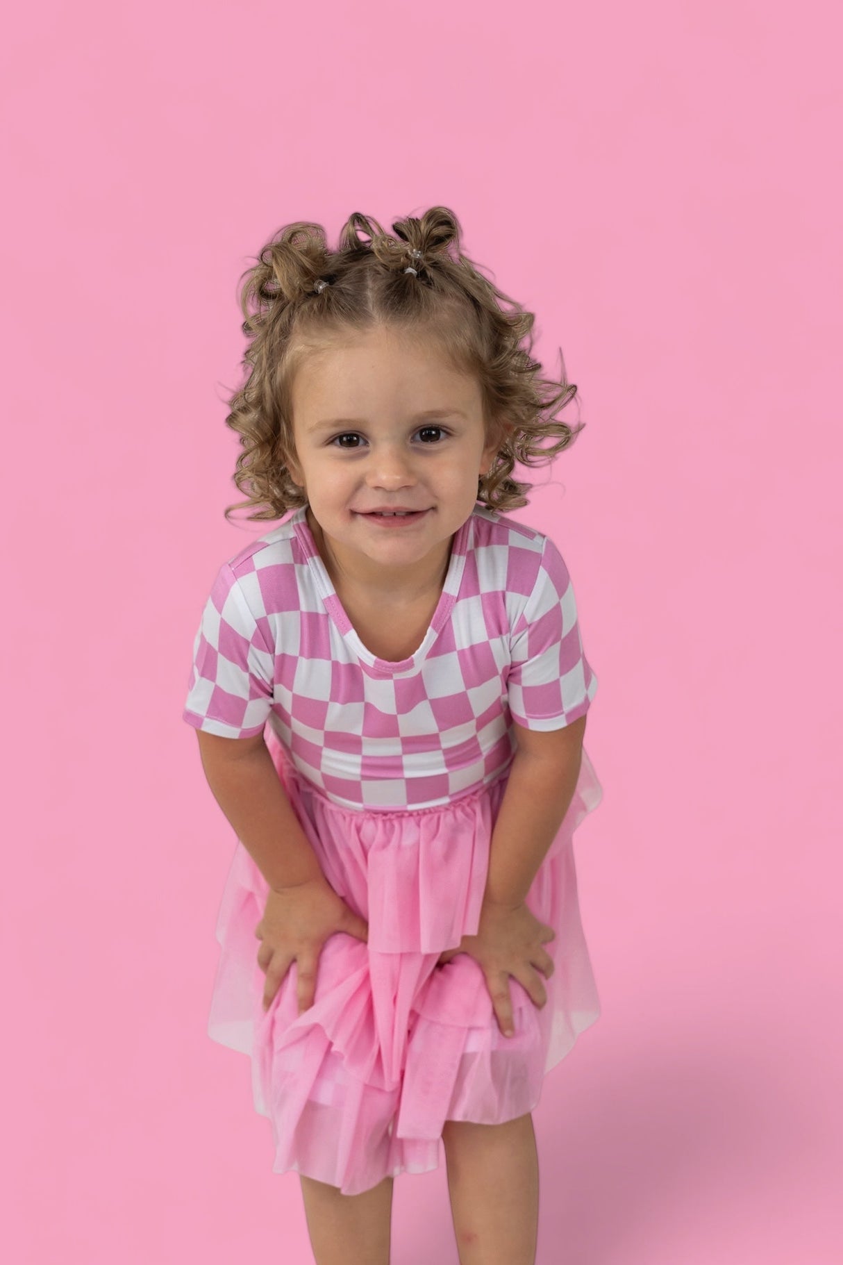 BUBBLEGUM CHECKERS DREAM TUTU DRESS from DREAM BIG LITTLE CO