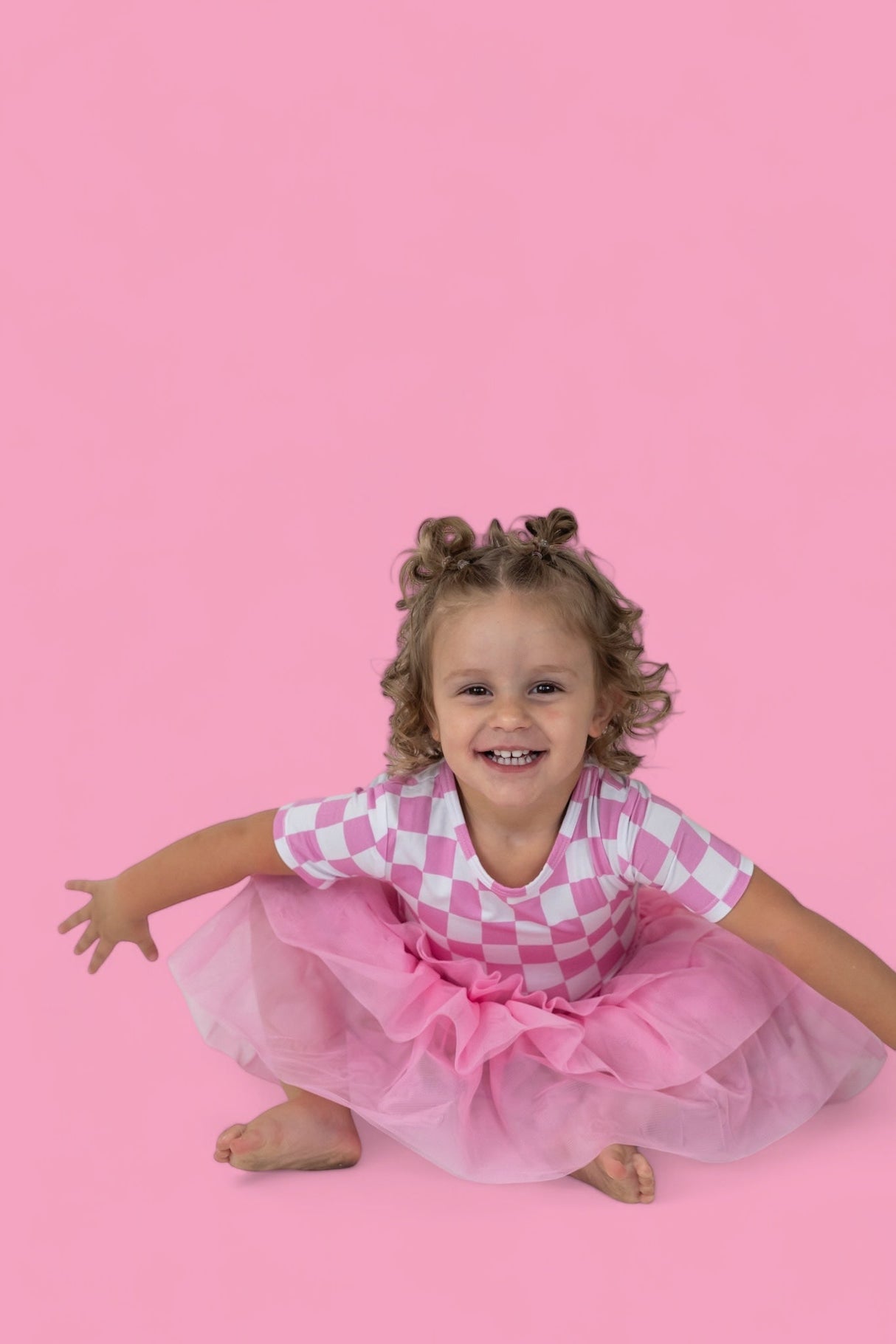 BUBBLEGUM CHECKERS DREAM TUTU DRESS from DREAM BIG LITTLE CO