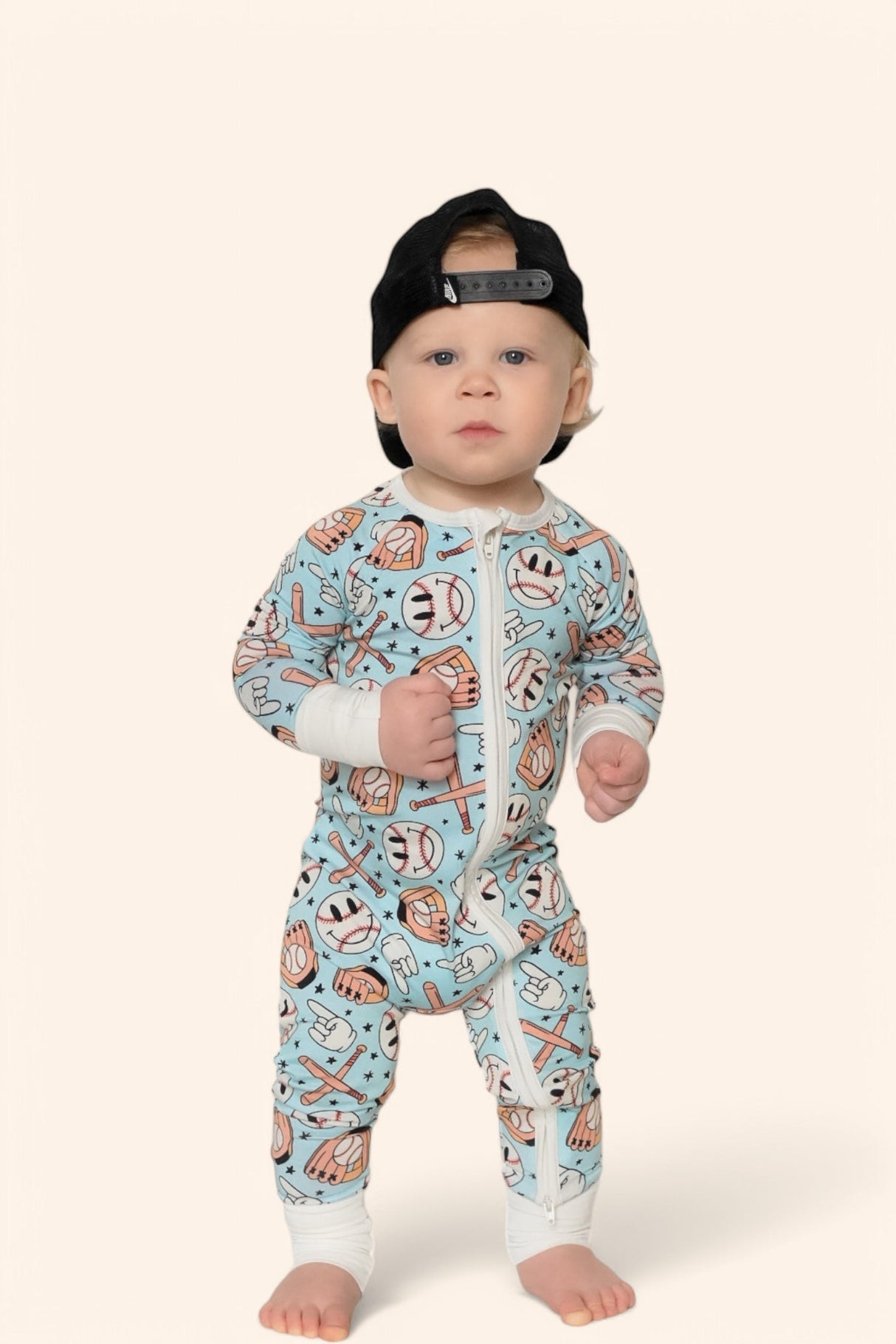 BASEBALL SMILEY DREAM ROMPER from DREAM BIG LITTLE CO