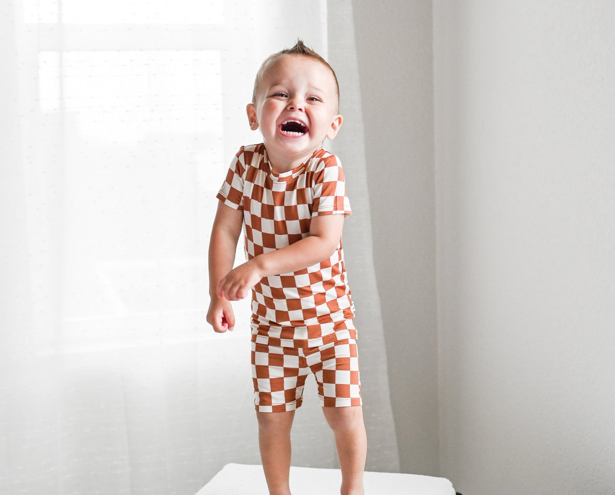 COPPER CHECKERS DREAM SHORT SET from DREAM BIG LITTLE CO