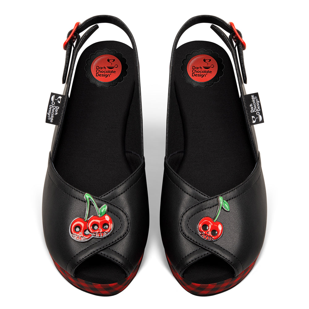 Chocolaticas® Death Cherry Women's Sandal from Hot Chocolate Design