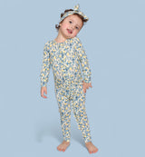 VINTAGE CITRUS TOILE DREAM RUFFLE ROMPER from DREAM BIG LITTLE CO