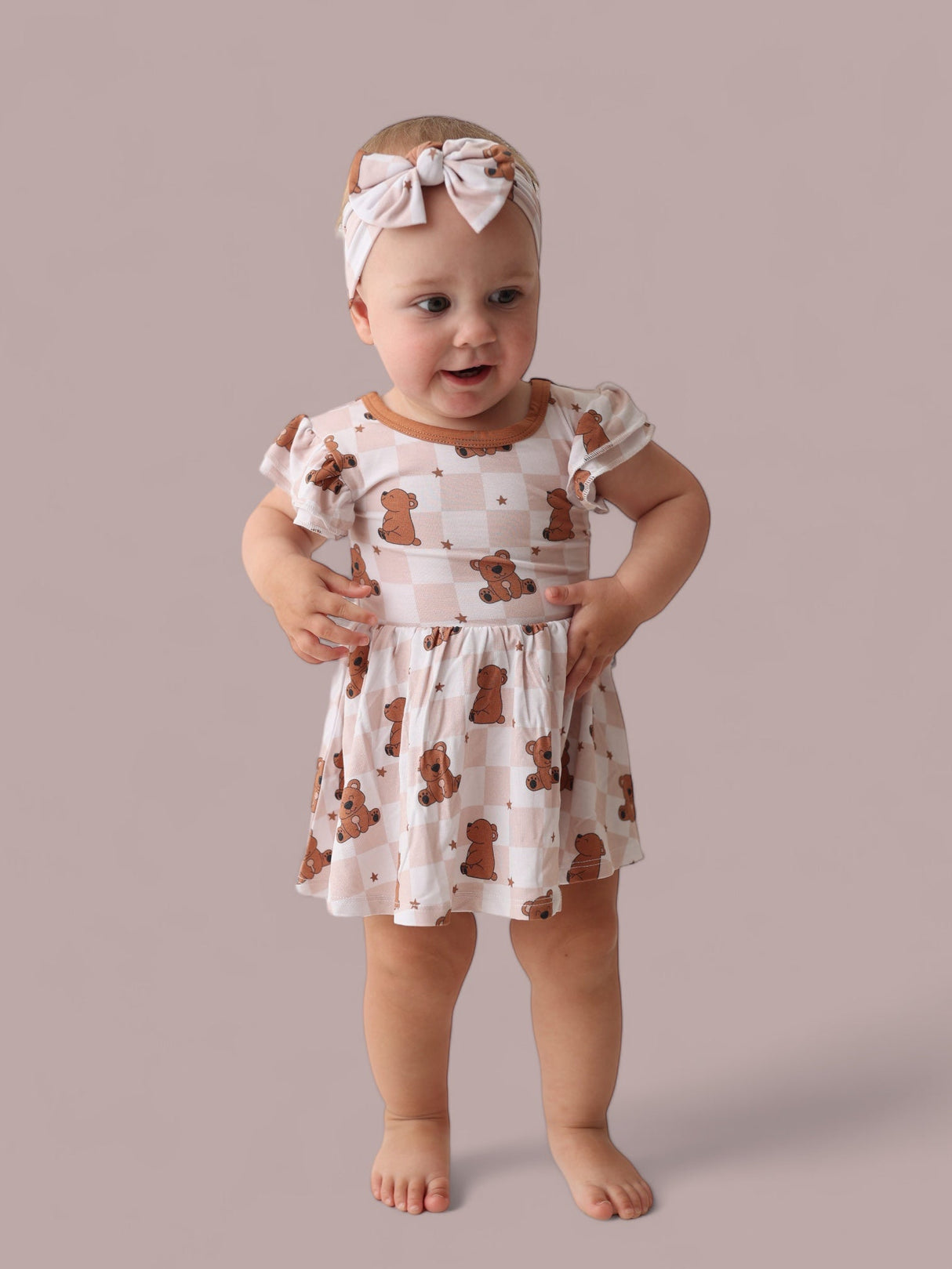 COZY BEAR DREAM CAP SLEEVE BODYSUIT DRESS from DREAM BIG LITTLE CO